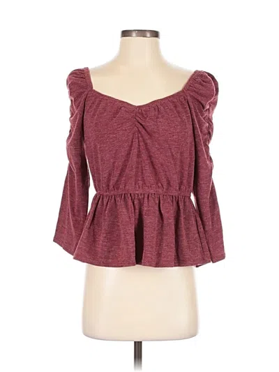 Moon River 3/4 Sleeve Top Burgundy Sweetheart Neckline Tops In Burgundy