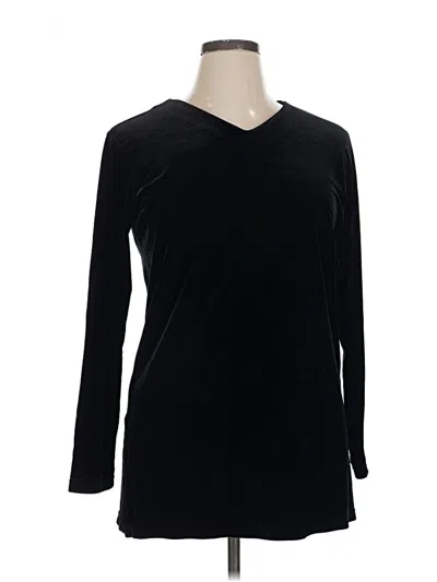 Pre-owned Liz Claiborne Collection Long Sleeve Top Black V Neck Tops