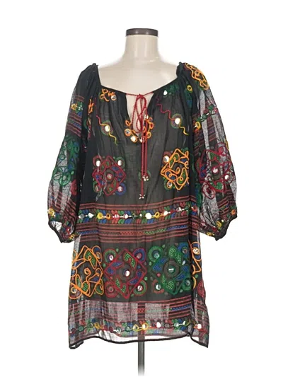 Pre-owned Juliet Dunn 3/4 Sleeve Blouse In Black