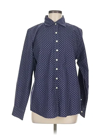 Pre-owned Lands' End Long Sleeve Button Down Shirt In Blue