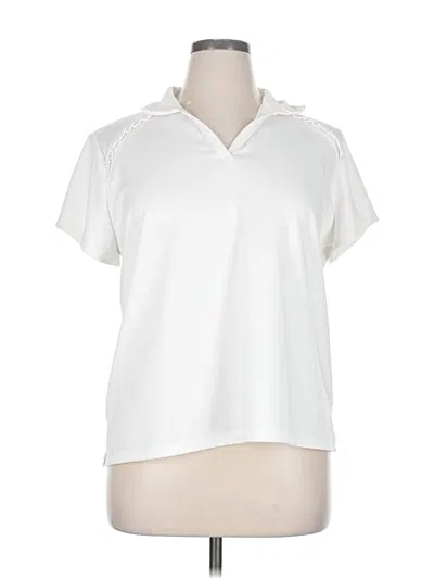 Pre-owned Chico's Short Sleeve Blouse In White