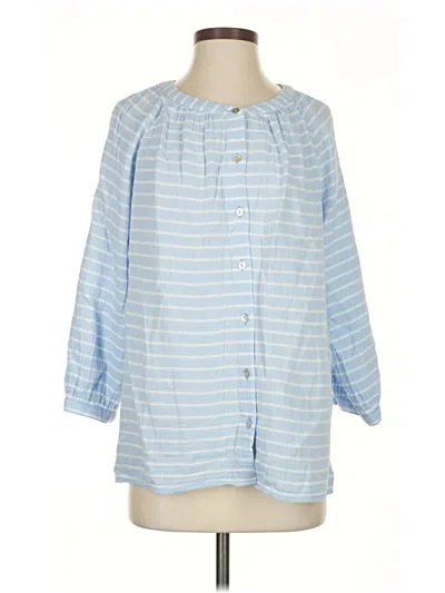 Pre-owned Jjill 3/4 Sleeve Button Down Shirt In Blue