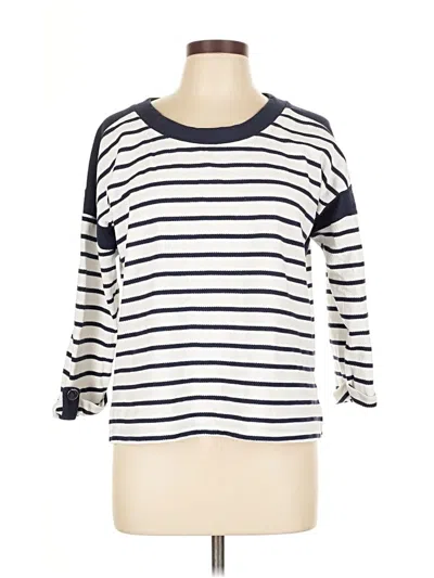 Pre-owned Tribal 3/4 Sleeve Top Ivory Boatneck Tops In White