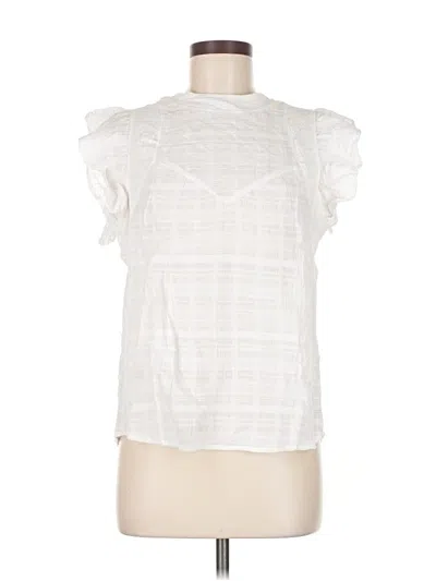 Pre-owned Amour Vert Short Sleeve Top White Ruffles Neckline Tops