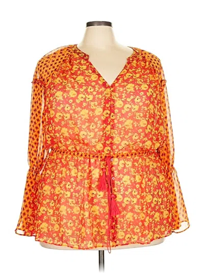 Pre-owned Lane Bryant 3/4 Sleeve Blouse In Orange