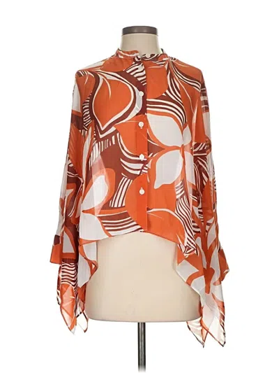 Pre-owned Nicole Miller 3/4 Sleeve Blouse In Orange