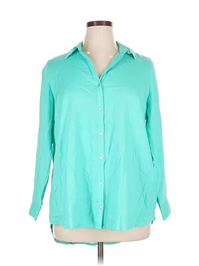 Pre-owned Martha Stewart Long Sleeve Button Down Shirt In Blue