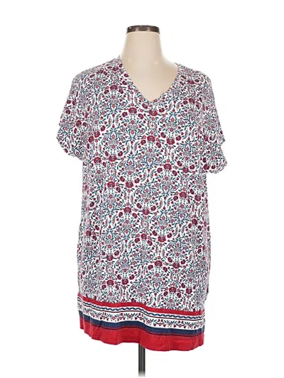 Pre-owned Lands' End Short Sleeve Henley Shirt In Red