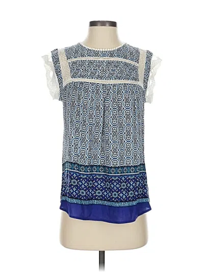 Pre-owned Pale Sky Short Sleeve Blouse In Blue