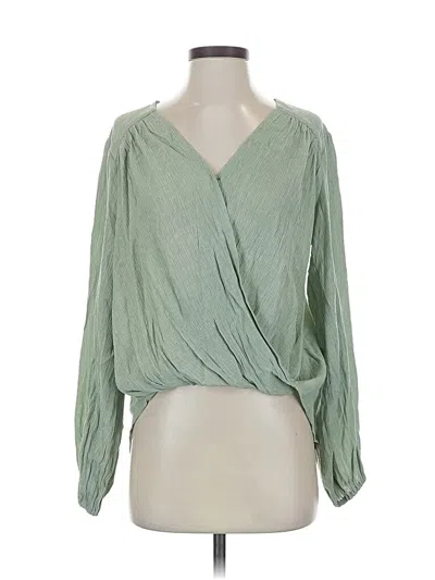 Pre-owned Free People Long Sleeve Blouse In Green