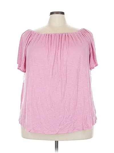 Pre-owned Lane Bryant Outlet Short Sleeve Blouse In Pink