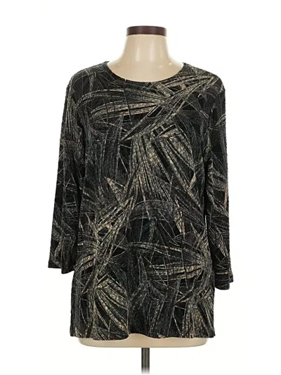 Pre-owned Jm Collection 3/4 Sleeve Top Black Boatneck Tops