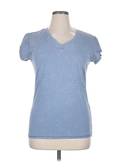 Pre-owned Game Time Short Sleeve Top Blue V Neck Tops