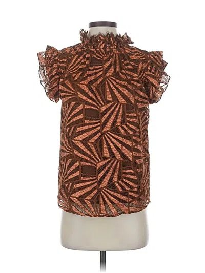 Pre-owned Eva Franco Short Sleeve Blouse In Brown