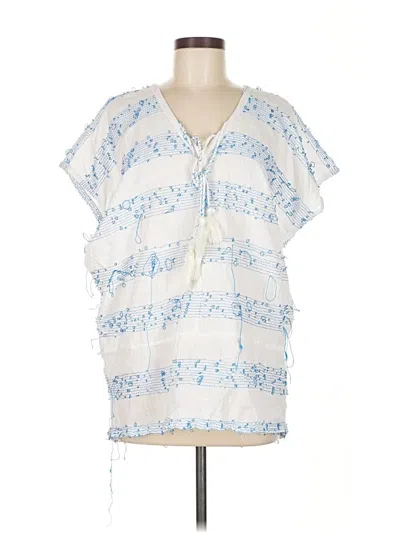 Pre-owned En Creme Short Sleeve Blouse In Blue