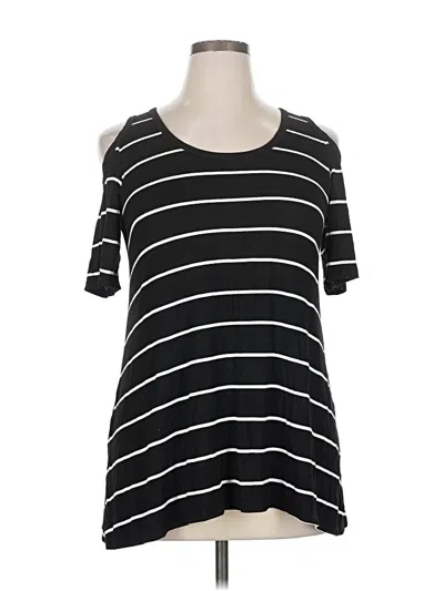 Pre-owned Karen By Karen Kane Short Sleeve Top Black Cold Shoulder Neckline Tops