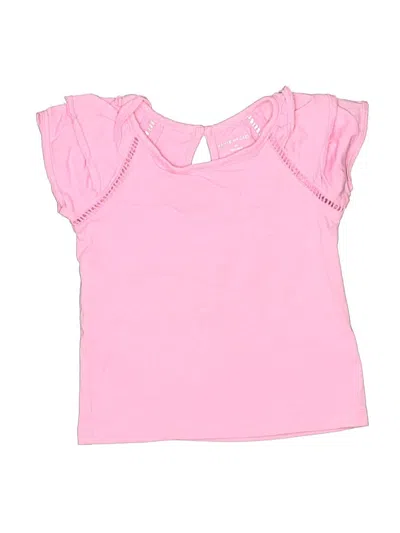 Pre-owned Janie And Jack Kids' Short Sleeve Top Pink Ruffles Neckline Tops