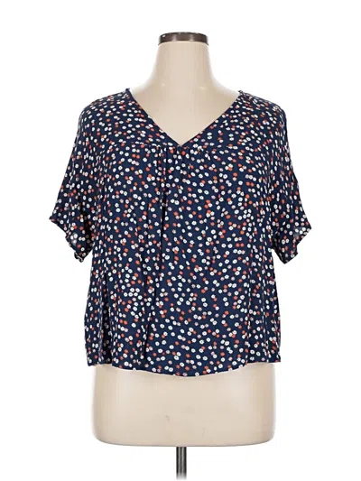 Pre-owned Madewell Short Sleeve Blouse In Blue