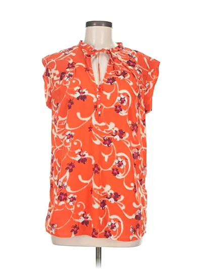 Pre-owned 14th & Union Short Sleeve Blouse In Orange
