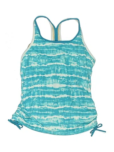 Pre-owned Athleta Swimsuit Top Teal Tie-dye Pattern Scoop Neck Swimwear In Blue