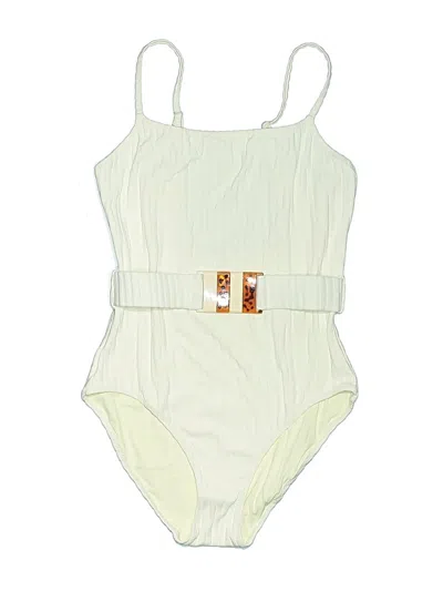 Pre-owned Solid & Striped One Piece Swimsuit In White