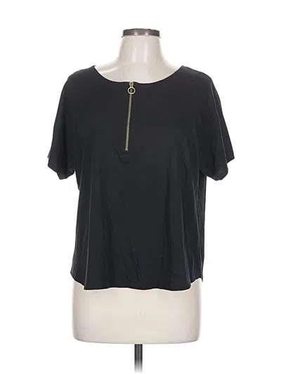 Pre-owned Michael Michael Kors Short Sleeve Top Black Keyhole Neckline Tops