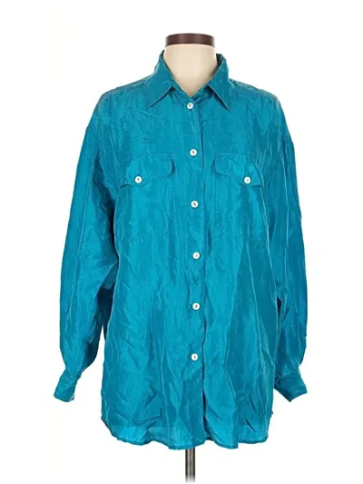 Pre-owned Lizwear By Liz Claiborne Long Sleeve Button Down Shirt In Blue