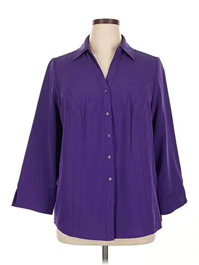 Pre-owned Roz & Ali 3/4 Sleeve Blouse In Purple