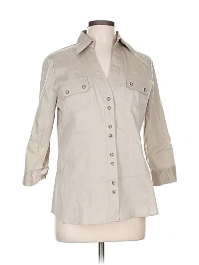 Pre-owned New York And Company 3/4 Sleeve Button Down Shirt In Brown