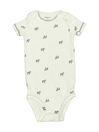 Pre-owned Carter's Babies' Short Sleeve Onesie In White