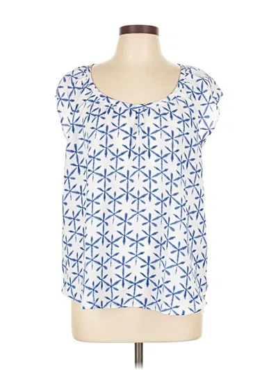 Pre-owned Ann Taylor Loft Outlet Short Sleeve Blouse In Blue