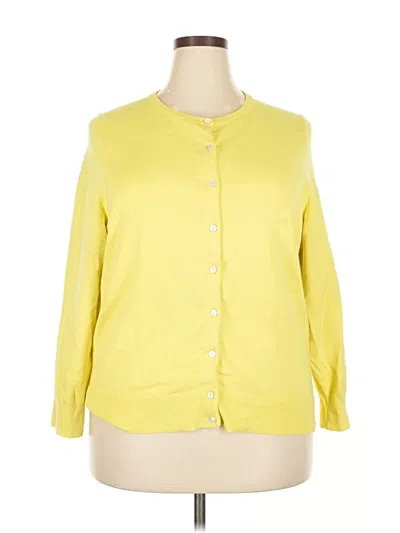 Pre-owned Lands' End Cardigan Sweater In Yellow