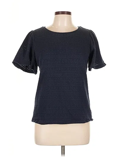 Pre-owned Ann Taylor Factory Short Sleeve Top Black Crew Neck Tops