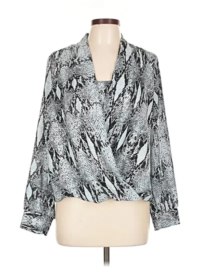 Pre-owned Alfani Long Sleeve Blouse In Silver