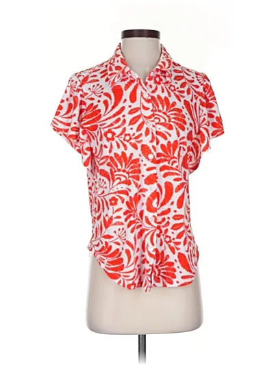 Pre-owned Fred David Short Sleeve Blouse In Red