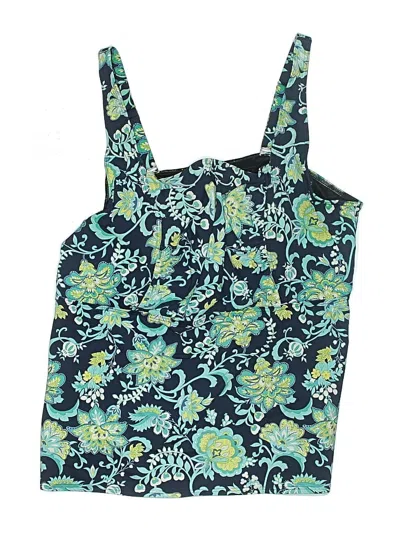 Pre-owned Lands' End Swimsuit Top Teal Paisley Pattern Swimwear In Blue