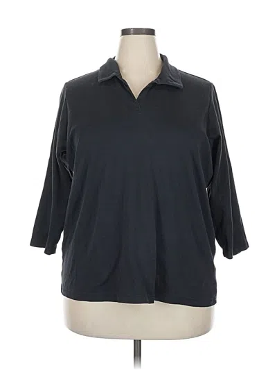 Pre-owned Lands' End 3/4 Sleeve Button Down Shirt In Black