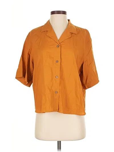 Pre-owned Uniqlo 3/4 Sleeve Button Down Shirt In Orange