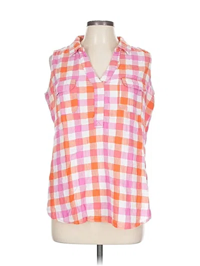 Pre-owned Life Style Sleeveless Button Down Shirt In Pink
