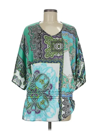 Pre-owned Chico's Short Sleeve Blouse In Blue