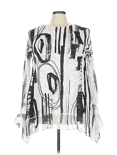 Pre-owned Jess & Jane Long Sleeve Blouse In Silver