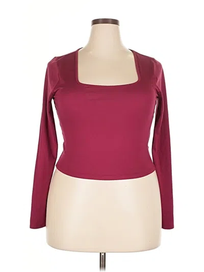 Pre-owned Hollister 3/4 Sleeve T-shirt In Burgundy