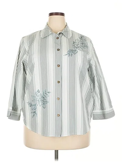 Pre-owned Alfred Dunner 3/4 Sleeve Button Down Shirt In Blue