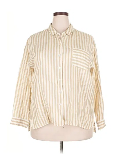 Pre-owned Jjill 3/4 Sleeve Button Down Shirt In White