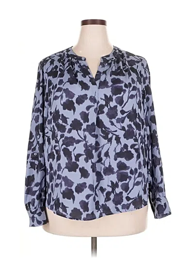 Pre-owned Simply Vera Vera Wang Long Sleeve Blouse In Blue
