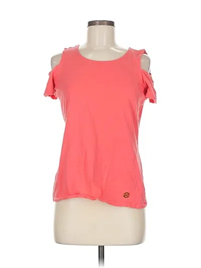 Pre-owned Michael Michael Kors Short Sleeve Top Orange Cold Shoulder Neckline Tops
