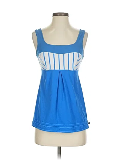 Pre-owned Lululemon Athletica Tank Top Blue Stripes Pattern Square Neckline Tops