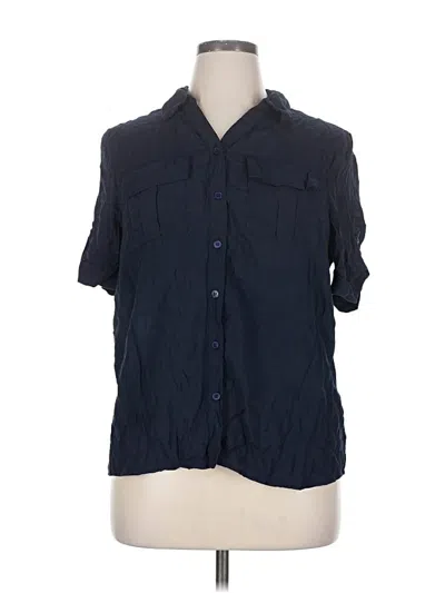Pre-owned Emily Daniels Short Sleeve Blouse In Blue