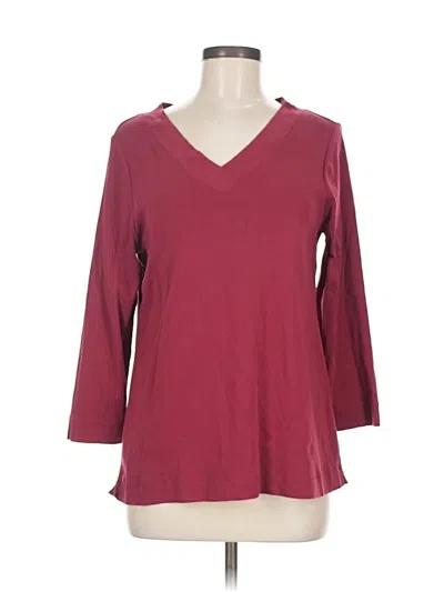 Pre-owned Chico's 3/4 Sleeve T-shirt In Burgundy