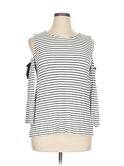 Pre-owned Cece 3/4 Sleeve Top White Cold Shoulder Neckline Tops